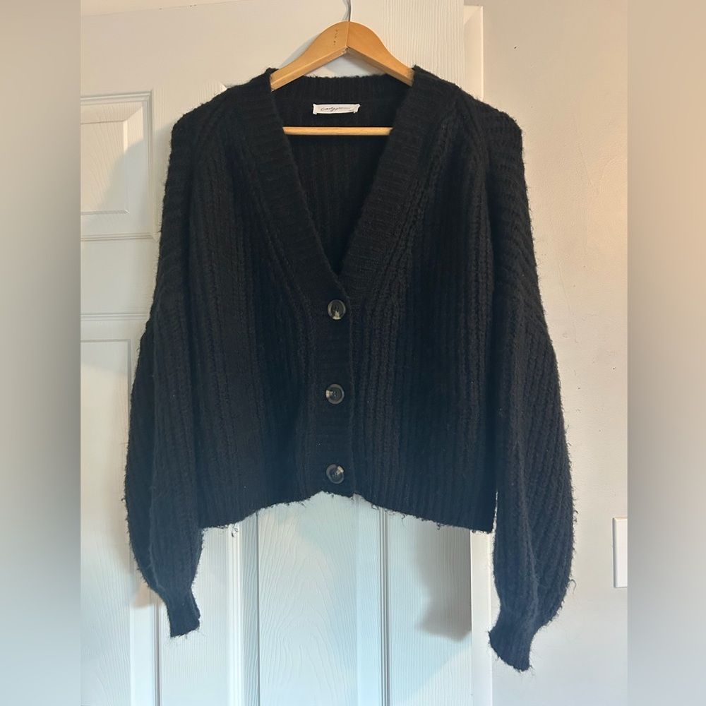 Carly Jean Los Angeles Black Knit Cardigan